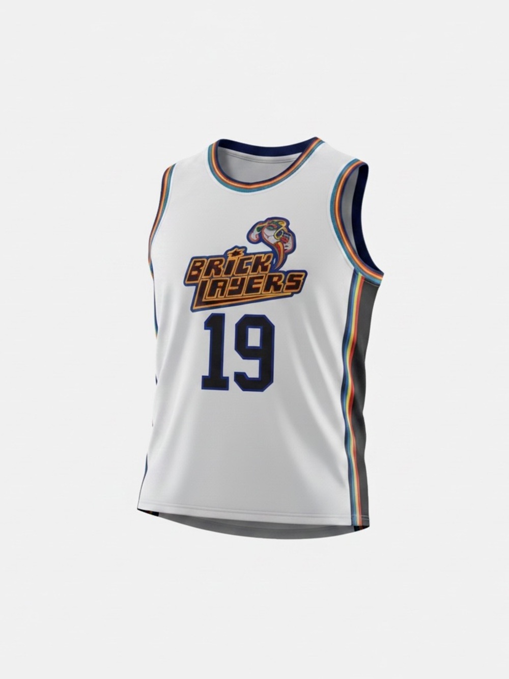 FLGO Brick Layers #19 White Basketball Jersey